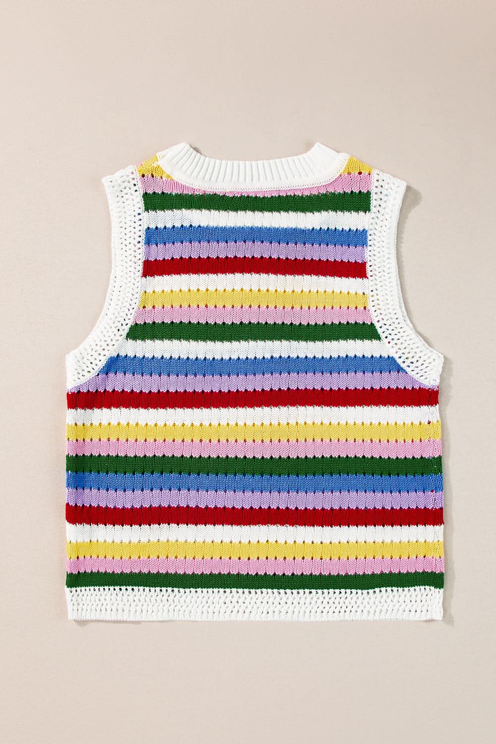 Vibrant striped knitted vest with eyelet detail - Love Salve